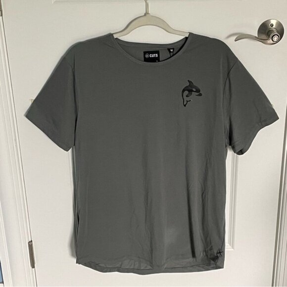 Cuts Sage Green Whale Print AO Curve Hem Short Sleeve Tee- 47024 - Picture 14 of 15